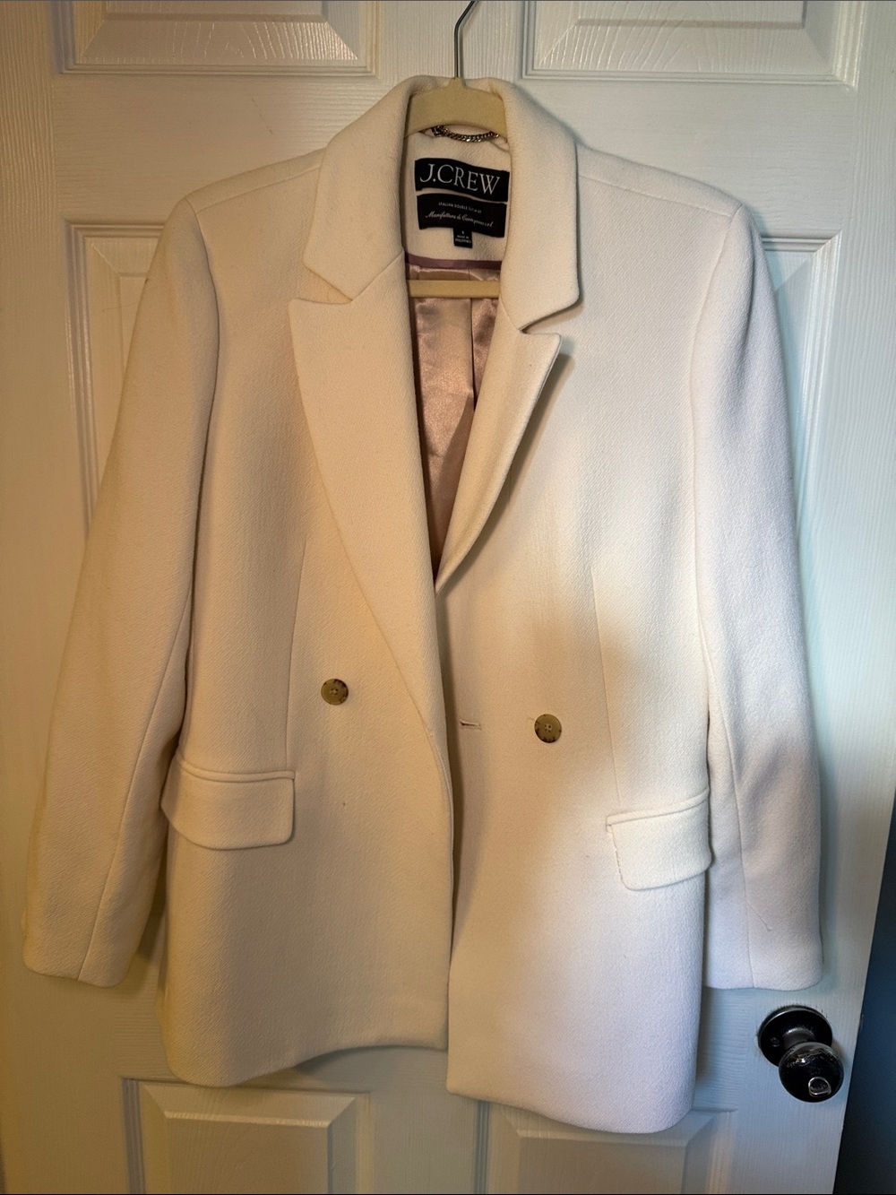 Off White/Crean J Crew Italian Double Cloth Coat